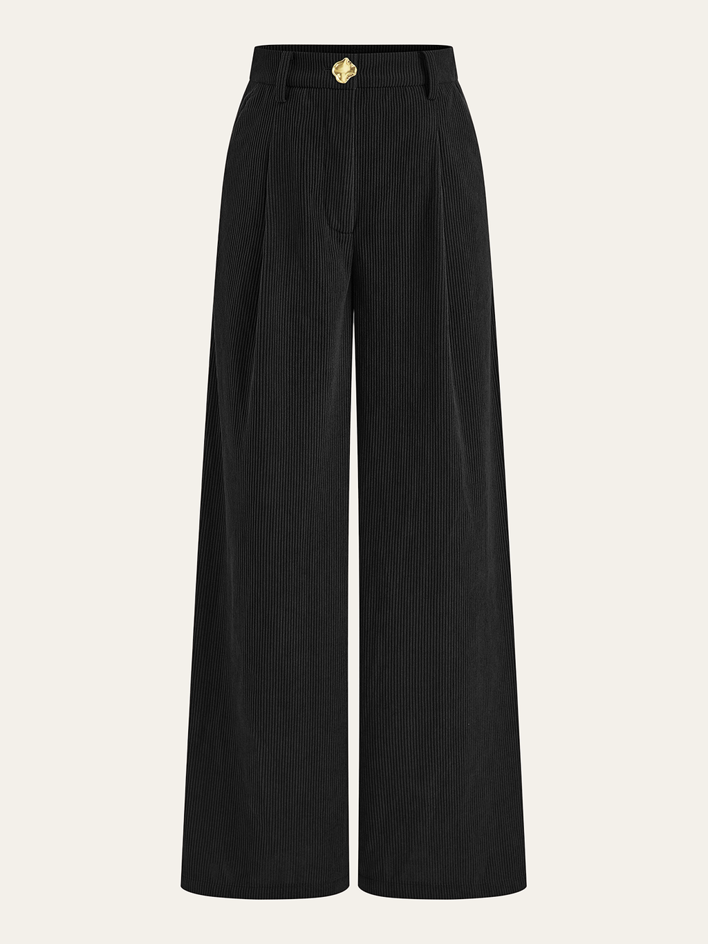 Corduroy Wide-Leg Pleated Pants