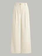 Corduroy Wide-Leg Pleated Pants