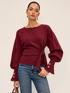 Twist Knot Balloon Sleeve Sweatshirt