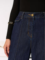Mid-Waist Slit Denim Jeans