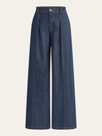 Mid-Waisted Wide-Leg Denim Pants