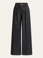Mid-Waisted Wide-Leg Denim Pants
