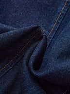 Curved Sleeve Contrast Collar Denim Jacket