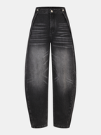 Washed Denim Curved-Leg Jeans