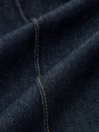 Contrast Waistband Denim Straight-Leg Pants