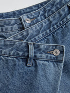 Cross-Front Wide-Leg Jeans