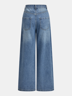 Asymmetric Mid-Waist Wide-Leg Jeans