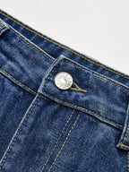 Frayed Hem Denim Midi Skirt