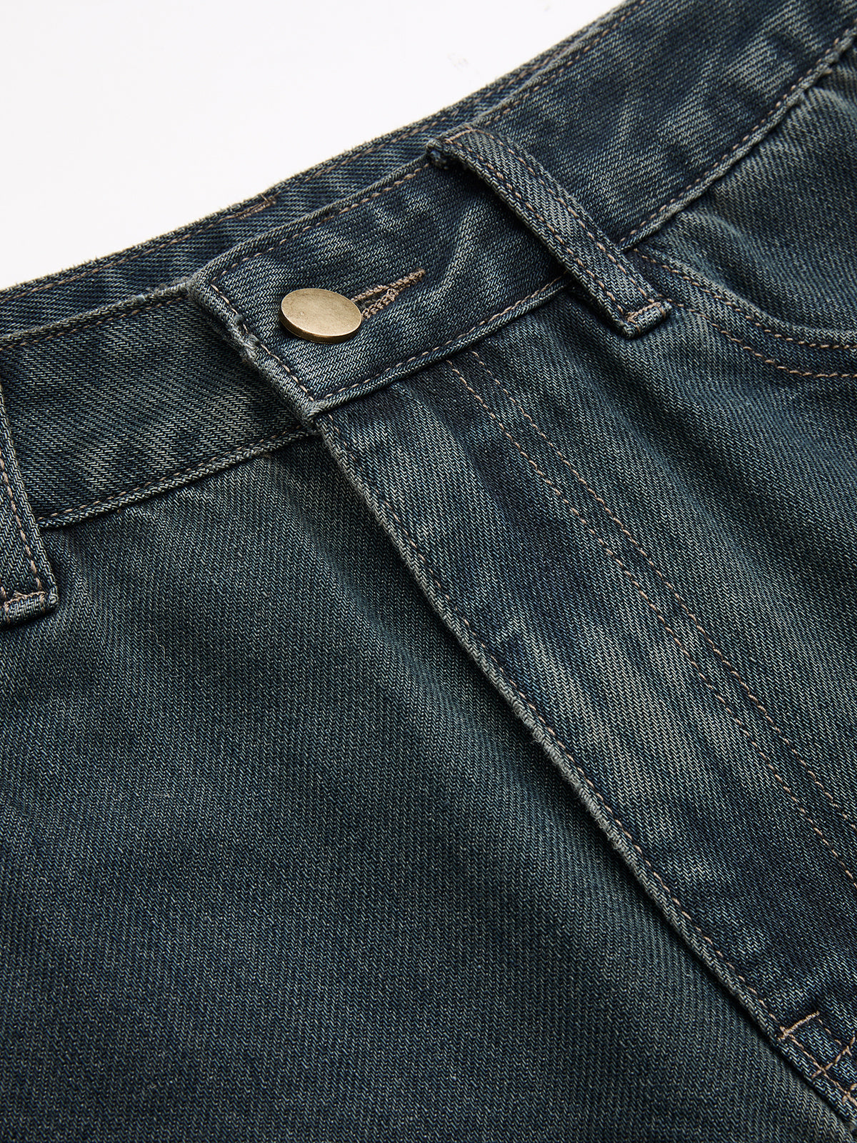 Mid-Waist Straight-Leg Jeans
