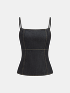 Contrast Stitch Denim Cami Top