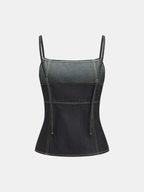 Contrast Stitch Denim Cami Top