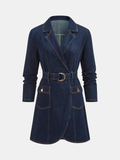 Belted Denim Blazer Dress