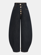 Metal Detail High-Waisted Balloon Jeans