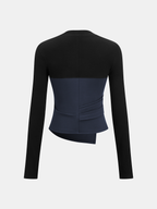 Color-Block Ruched Long-Sleeve Top