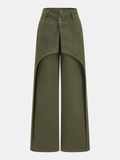 Overlay Panel Mid-Waist Wide-Leg Jeans
