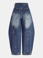 Asymmetric Waistband Mid-Waist Balloon Jeans
