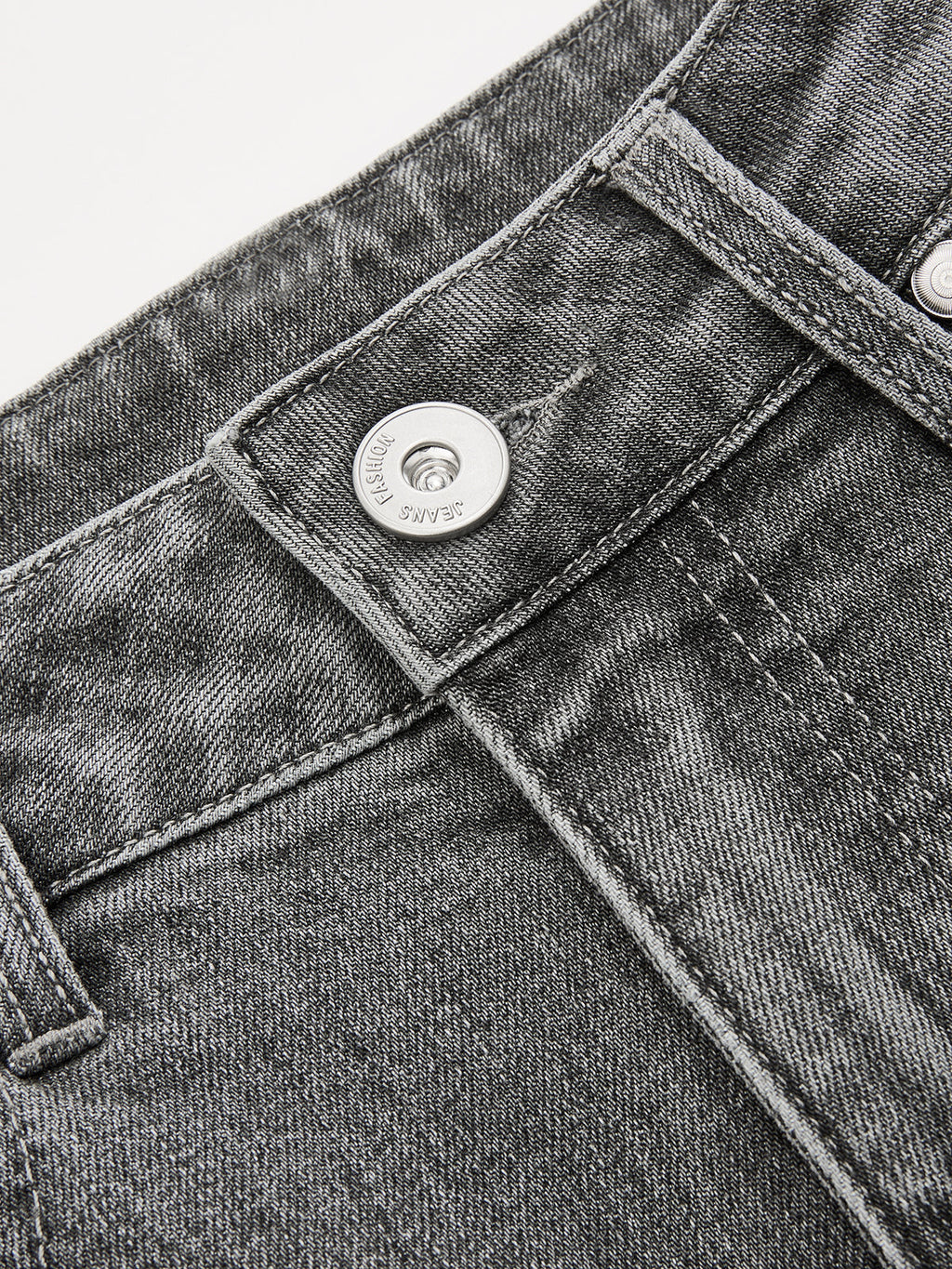 Mid-Waist Wide-Leg Denim Pants
