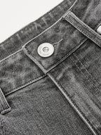 Mid-Waist Wide-Leg Denim Pants