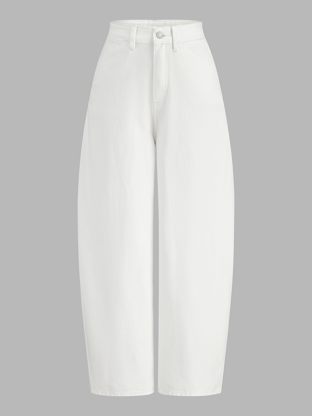 Mid-Waist Curved Leg Denim Pants