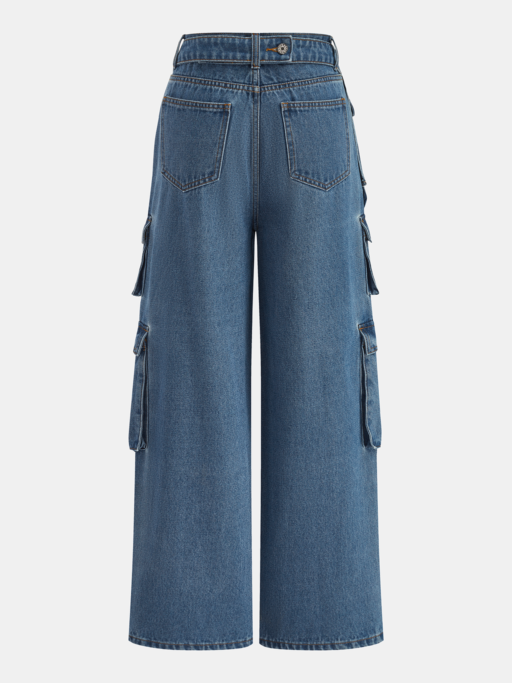 Multi Pocket Wide Leg Denim Pants
