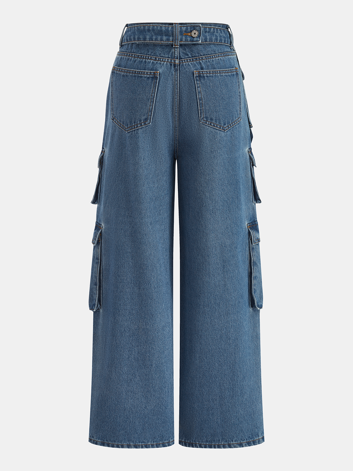 Multi Pocket Wide Leg Denim Pants