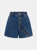 Asymmetrical Button Denim Shorts