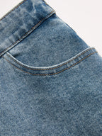 Asymmetric Mid-Waist Straight-Leg Jeans