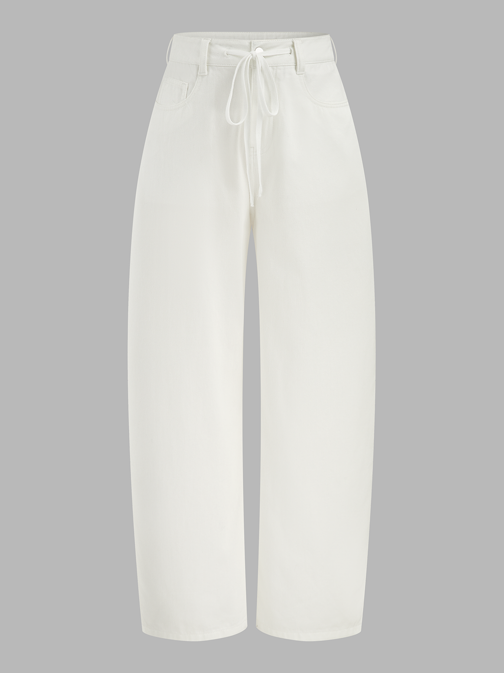 Drawstring Barrel Wide Leg Jeans