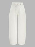 Drawstring Barrel Wide Leg Jeans