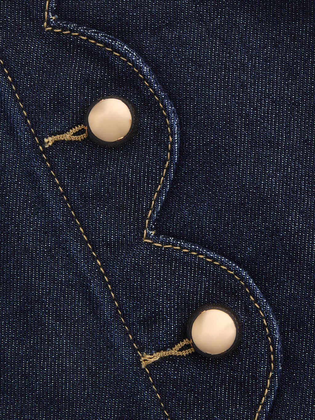 Scallop Button Front Sleeveless Denim Mini Dress