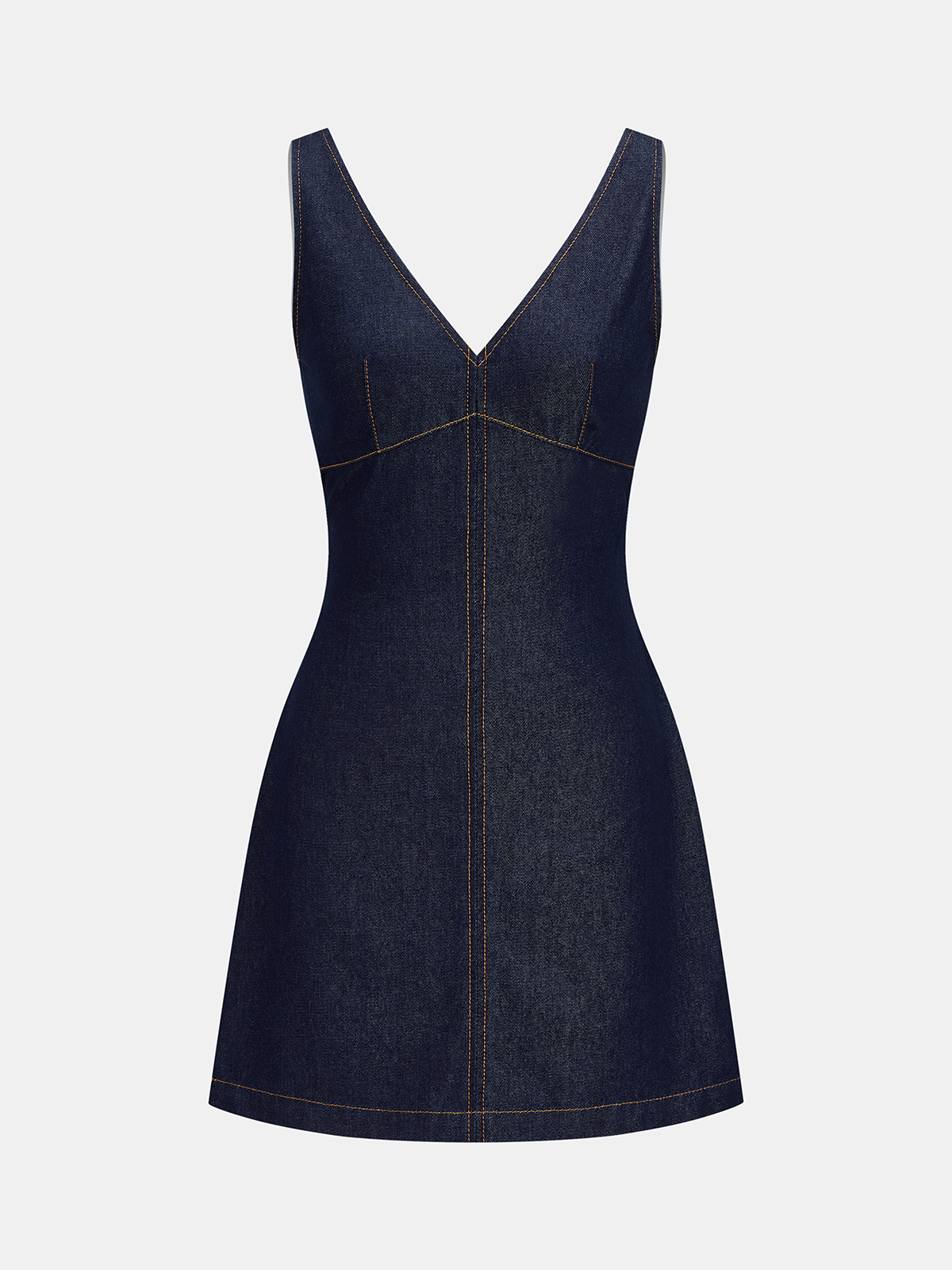 V-Neck Sleeveless Back Zipper Denim Mini Dress
