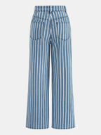 Striped Straight-Leg Denim Pants
