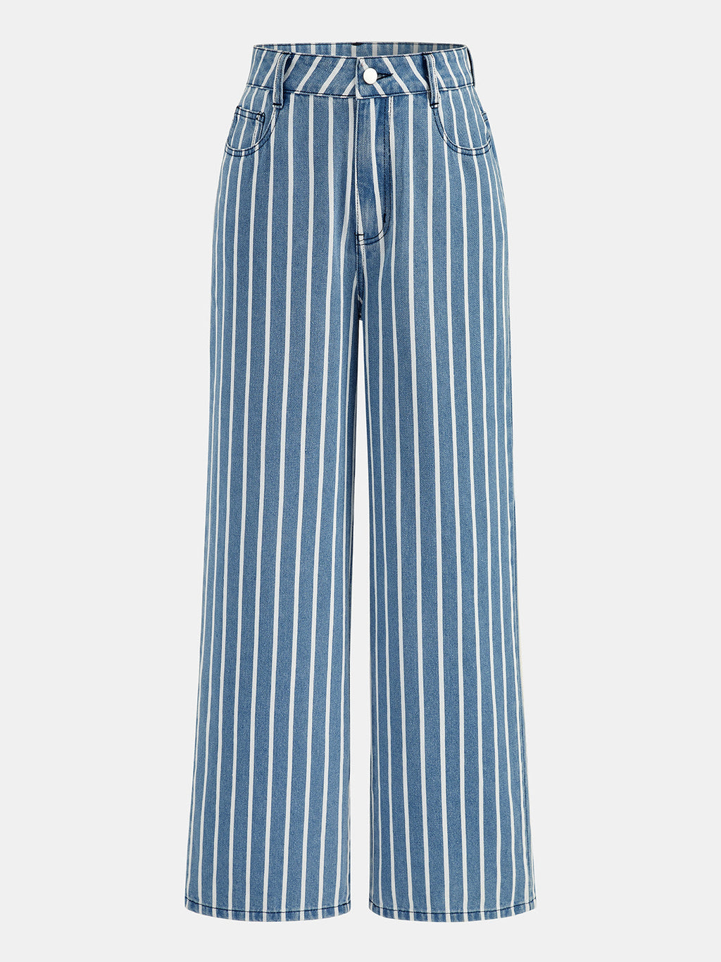 Striped Straight-Leg Denim Pants