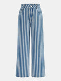 Striped Straight-Leg Denim Pants