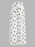 Polka Dot Wide Leg Denim Pants