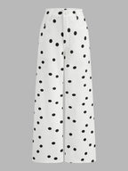 Polka Dot Wide Leg Denim Pants