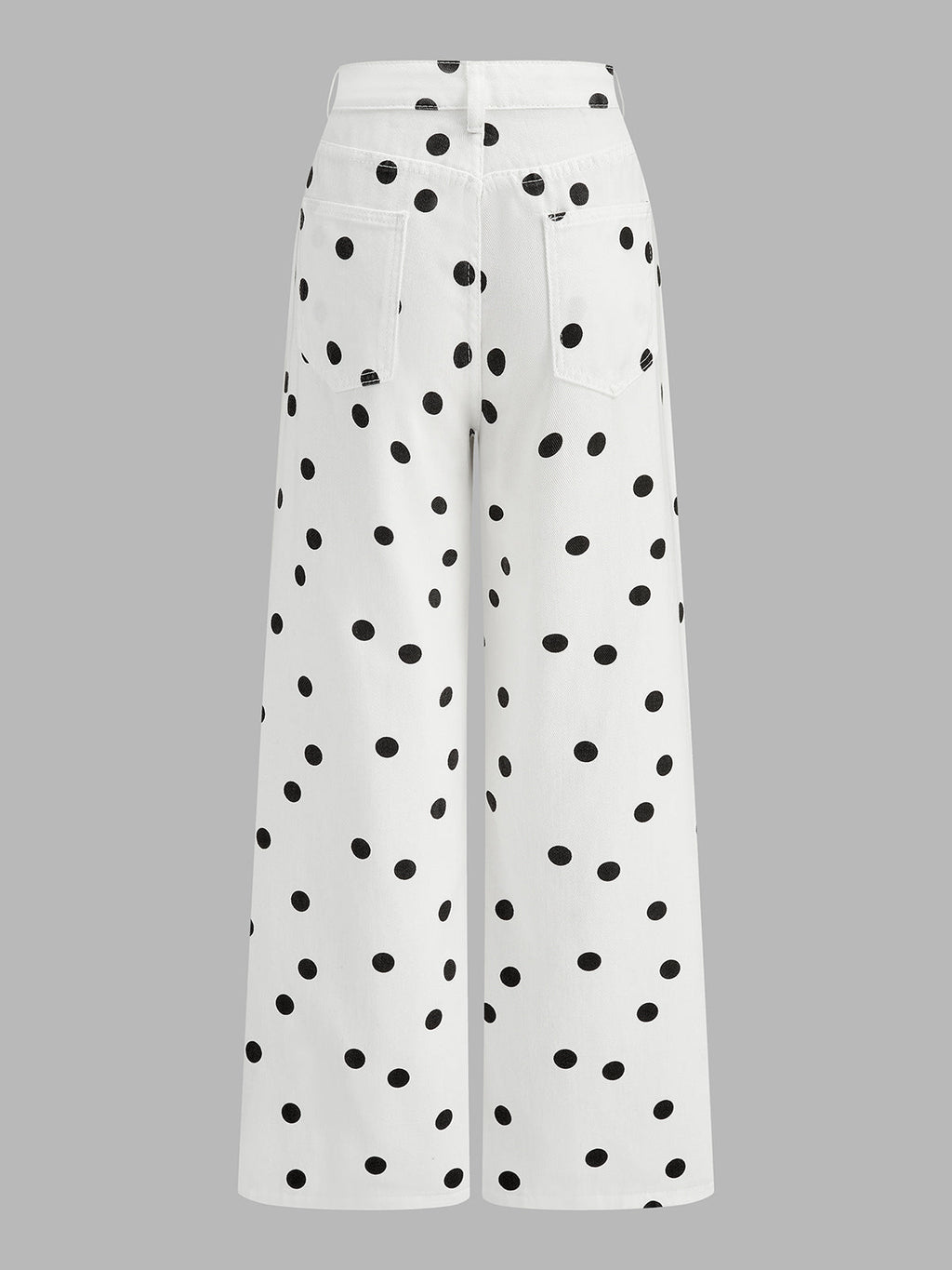Polka Dot Wide Leg Denim Pants