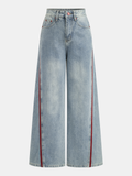 Side Stripe Curved Leg Denim Jeans