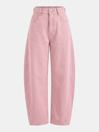 Mid-Waist Curved Leg Barrel Jeans
