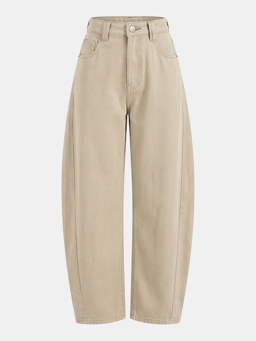 Mid-Waist Curved Leg Barrel Jeans