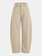 Mid-Waist Curved Leg Barrel Jeans
