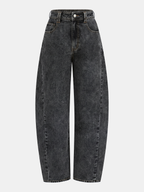 Mid-Waist Curved Leg Barrel Jeans