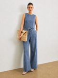 Sleeveless Denim Top & Drawstring Jeans Set
