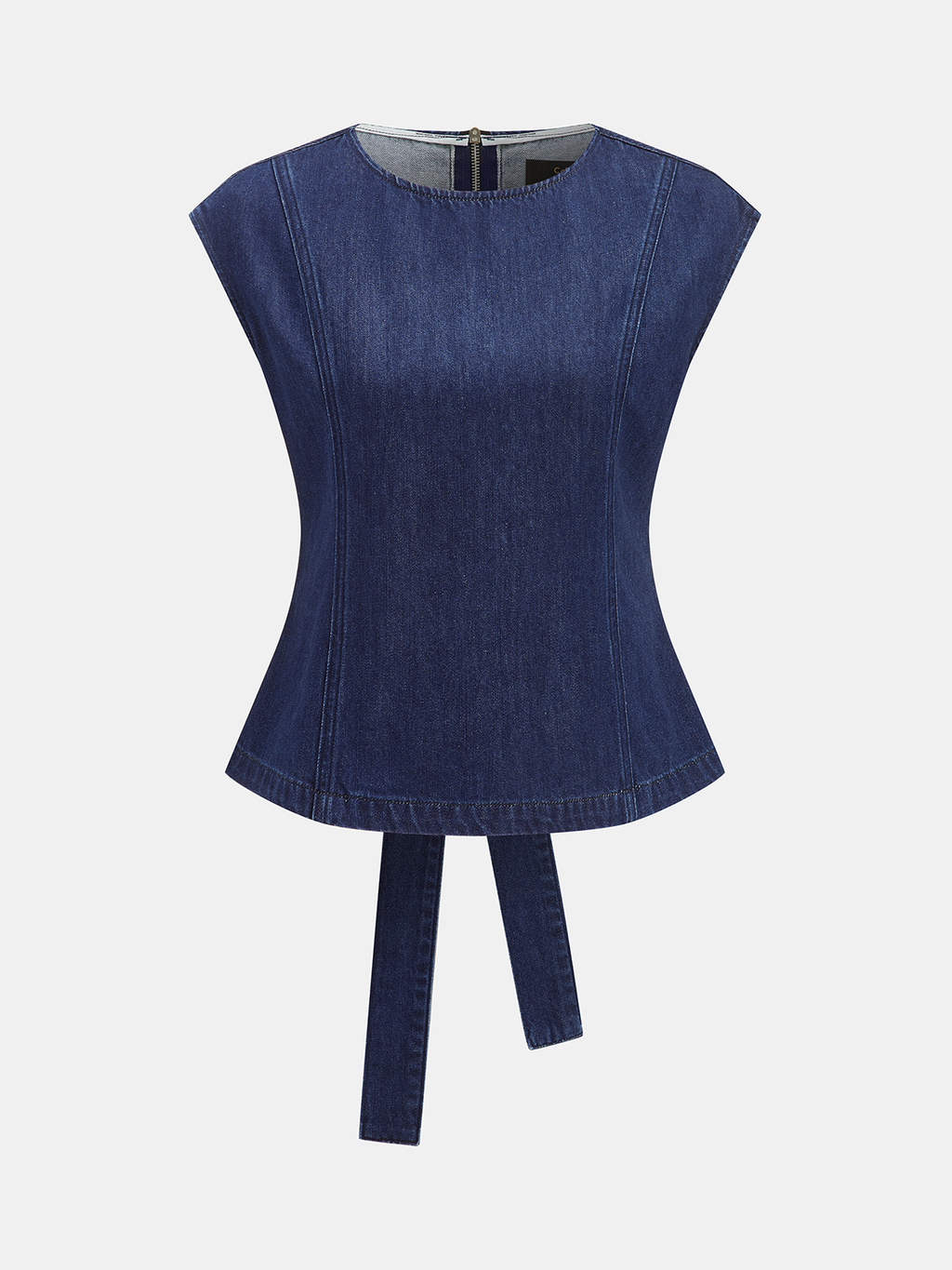 Back Bow Cutout Sleeveless Denim Two Piece Set