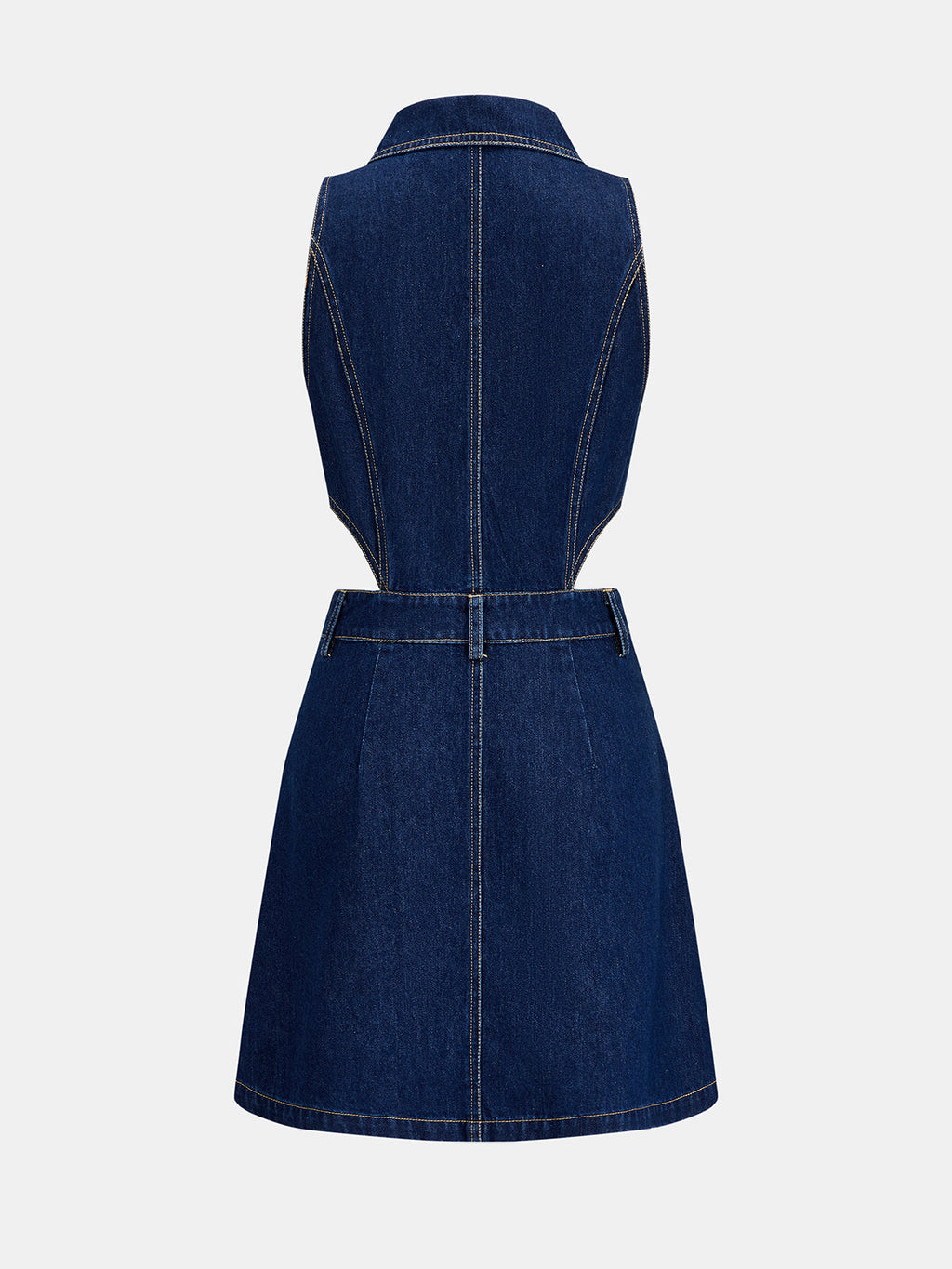 Cutout Waist Sleeveless Denim Mini Dress