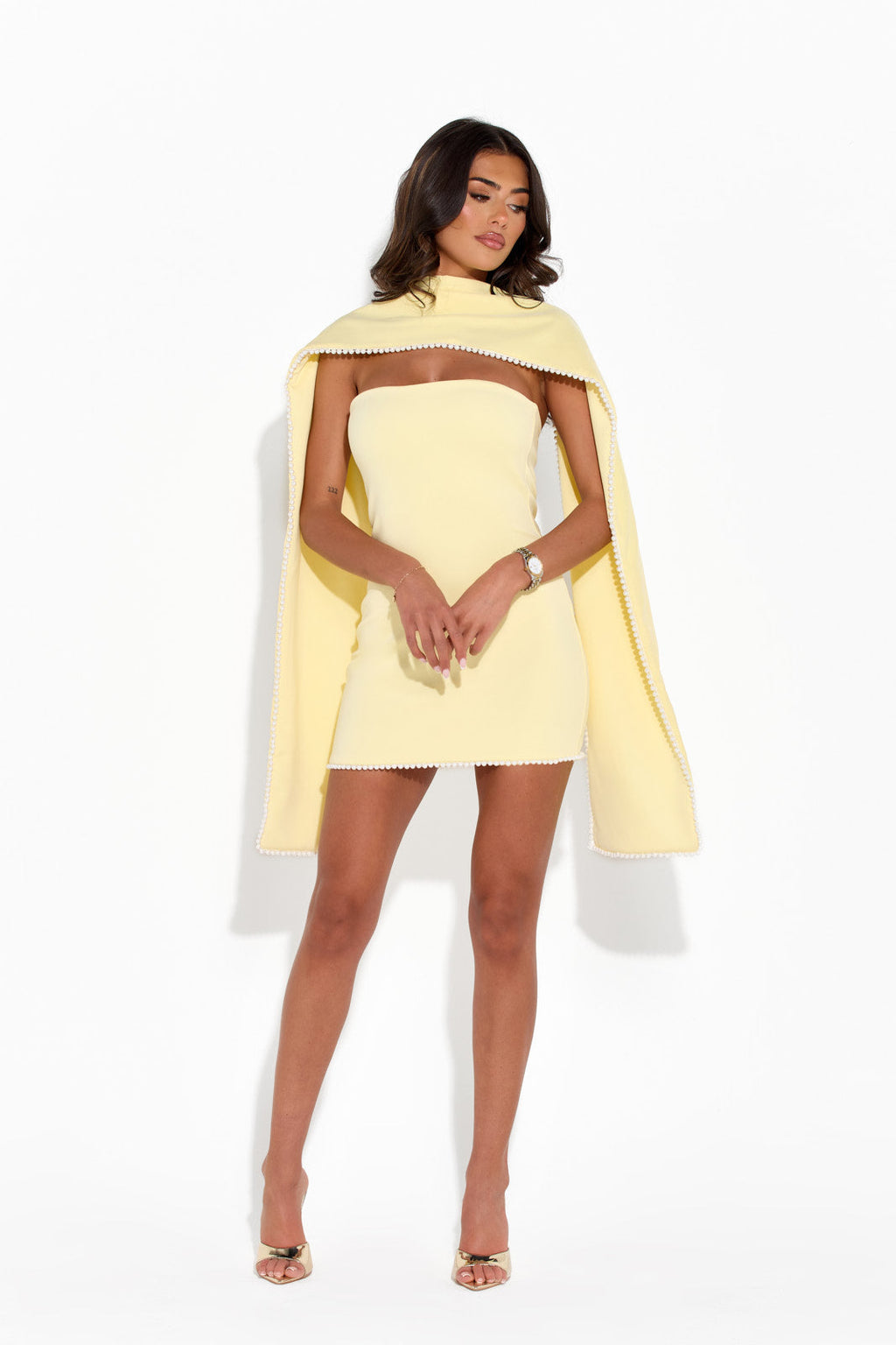 XALIA Draped Mini Pearl Dress