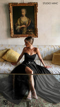 SWEETHEART - Black Strapless Formal dress with Corset & Full Circle Skirt