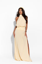 ASCOT Lemon Maxi Dress by 64b136-1e, stylish flowy yellow dress with a relaxed fit, perfect for summer or casual occasions.