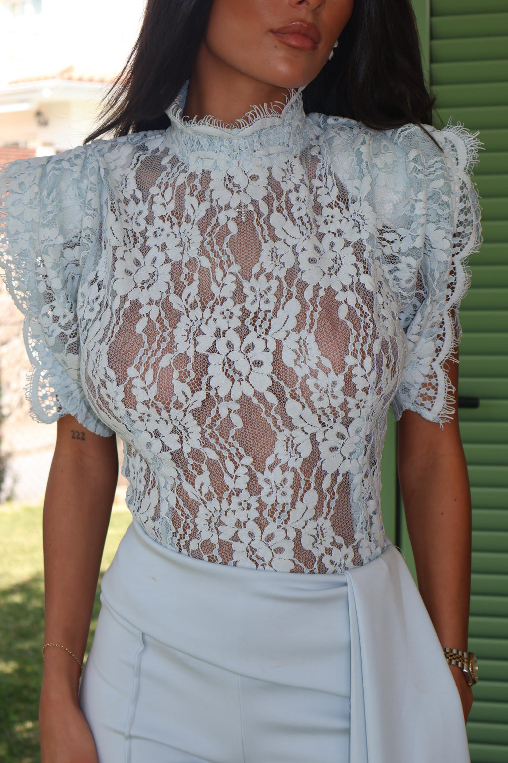 GARDENIA Lace Top (BLUE)
