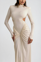 Cesarina Cutout Ruch Long Sleeve Maxi Dress